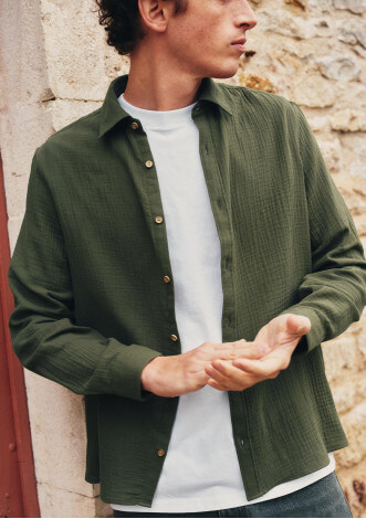 chemise-homme-gabriel-vert-gaufre-coton-collection-printemps-ete-2026-1
