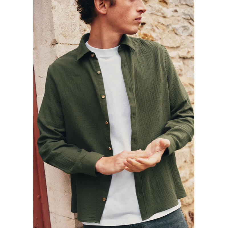 chemise-homme-gabriel-vert-gaufre-coton-collection-printemps-ete-2026-1