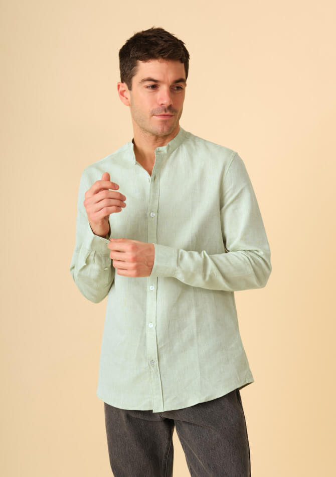 chemise-homme-maolin-vert-coton-collection-printemps-ete-2023-1