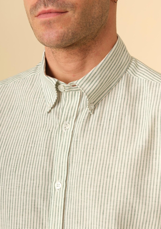 chemise-homme-centre-lin-vert-rayures-coton-collection-printemps-ete-2024-1