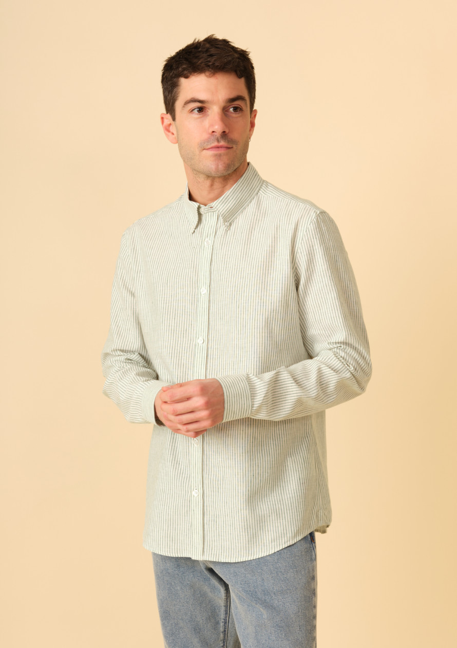 chemise-homme-centre-lin-vert-rayures-coton-collection-printemps-ete-2024-2