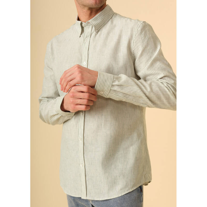 chemise-homme-centre-lin-vert-rayures-coton-collection-printemps-ete-2024-3