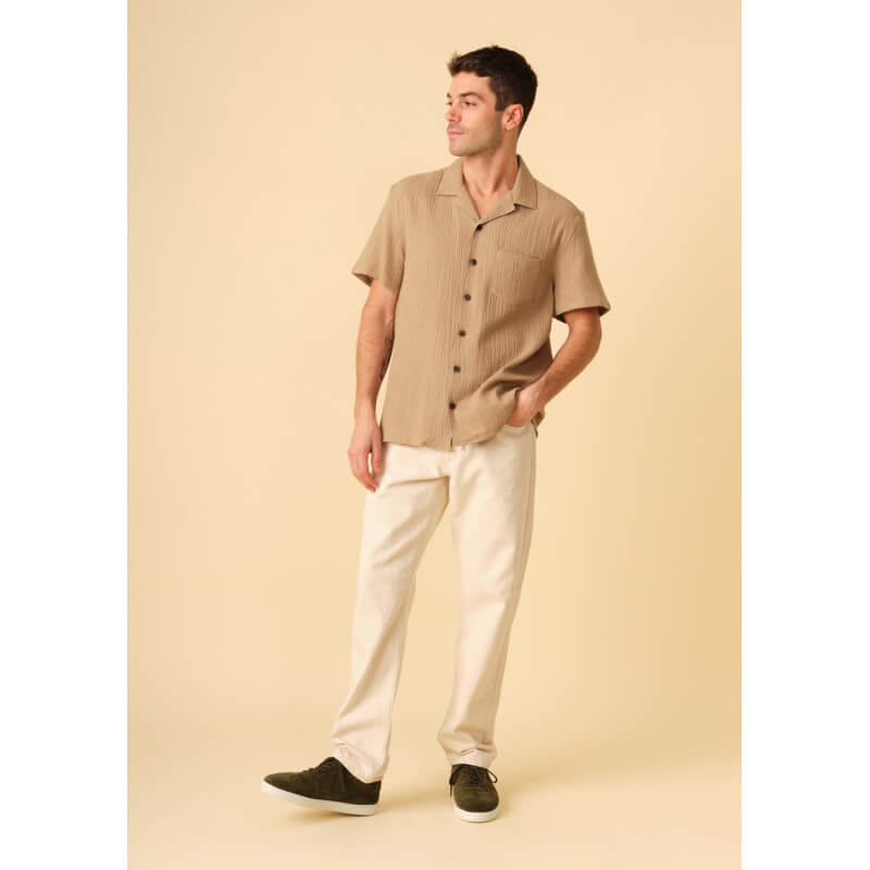 chemise-homme-pola-marron-gaufre-coton-collection-printemps-ete-2025-1