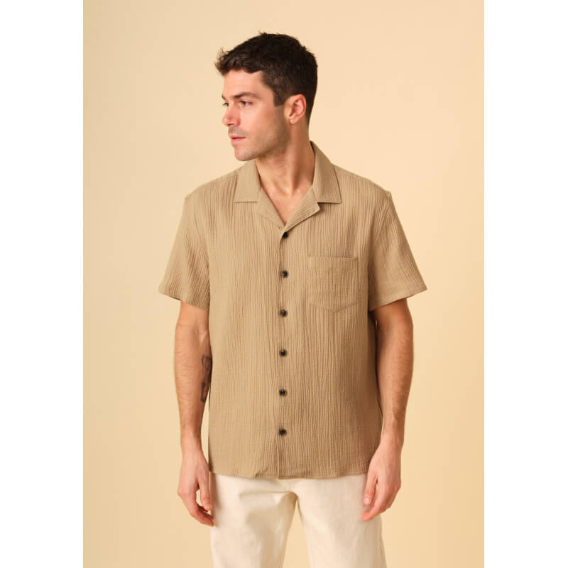 chemise-homme-pola-marron-gaufre-coton-collection-printemps-ete-2025-3