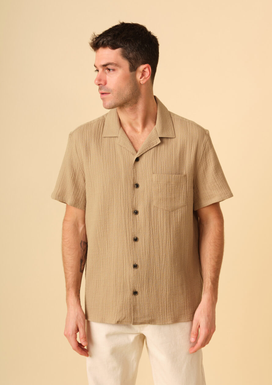 chemise-homme-pola-marron-gaufre-coton-collection-printemps-ete-2025-3
