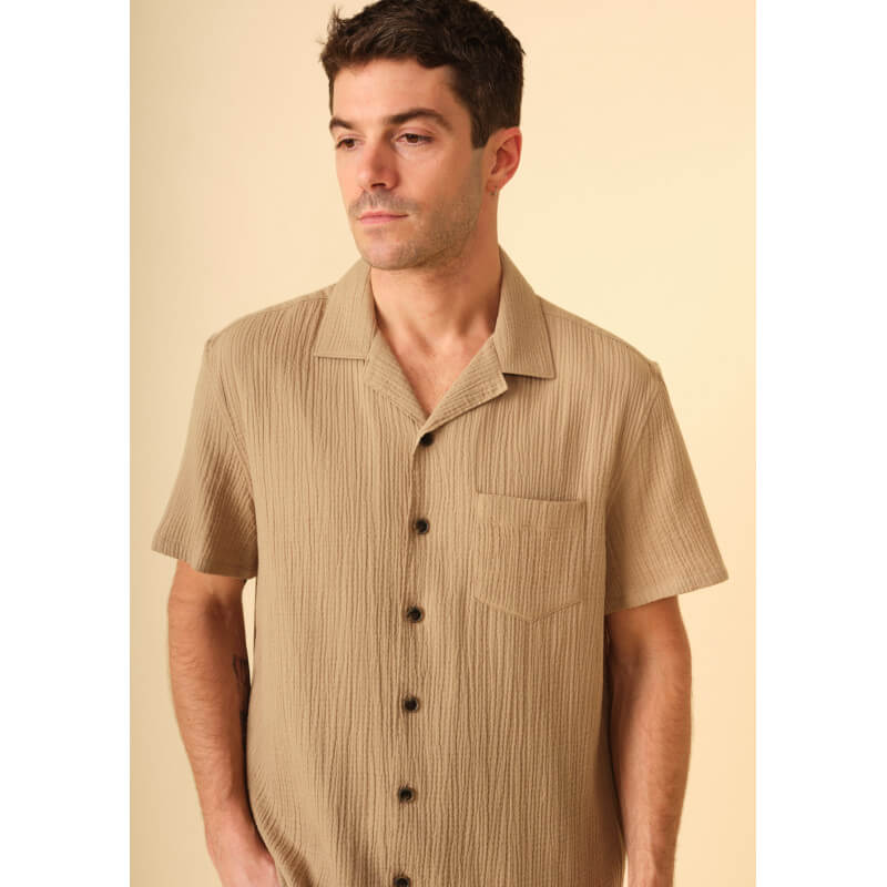 chemise-homme-pola-marron-gaufre-coton-collection-printemps-ete-2025-4