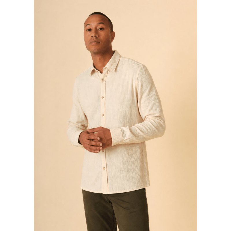 chemise-homme-gabriel-ecru-gaufre-coton-collection-printemps-ete-2026-1