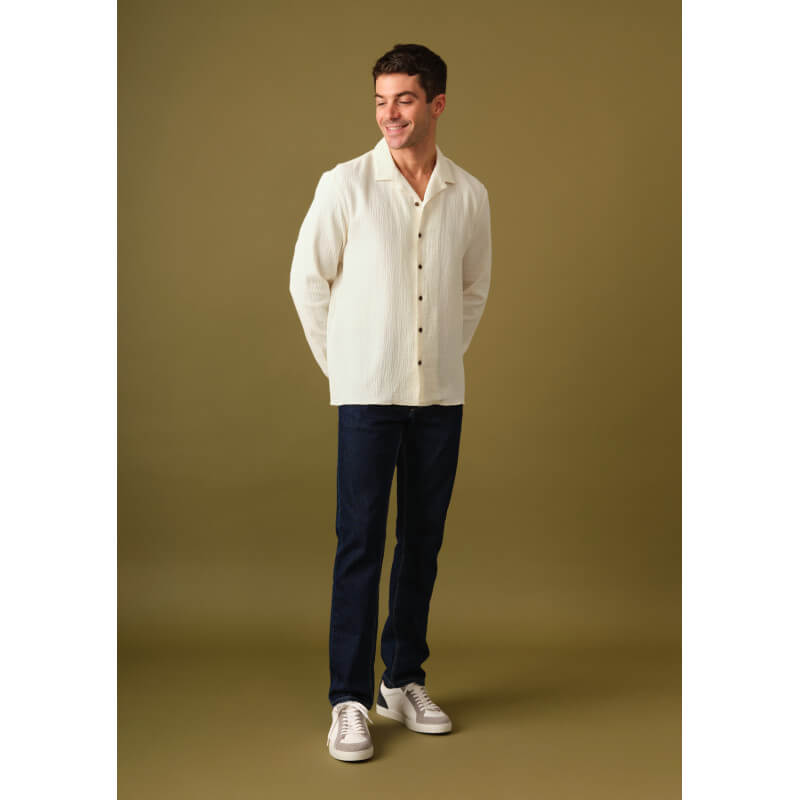 chemise-homme-havane-ecru-gaufre-coton-collection-printemps-ete-2025-4