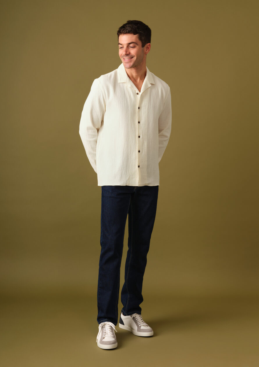 chemise-homme-havane-ecru-gaufre-coton-collection-printemps-ete-2025-4