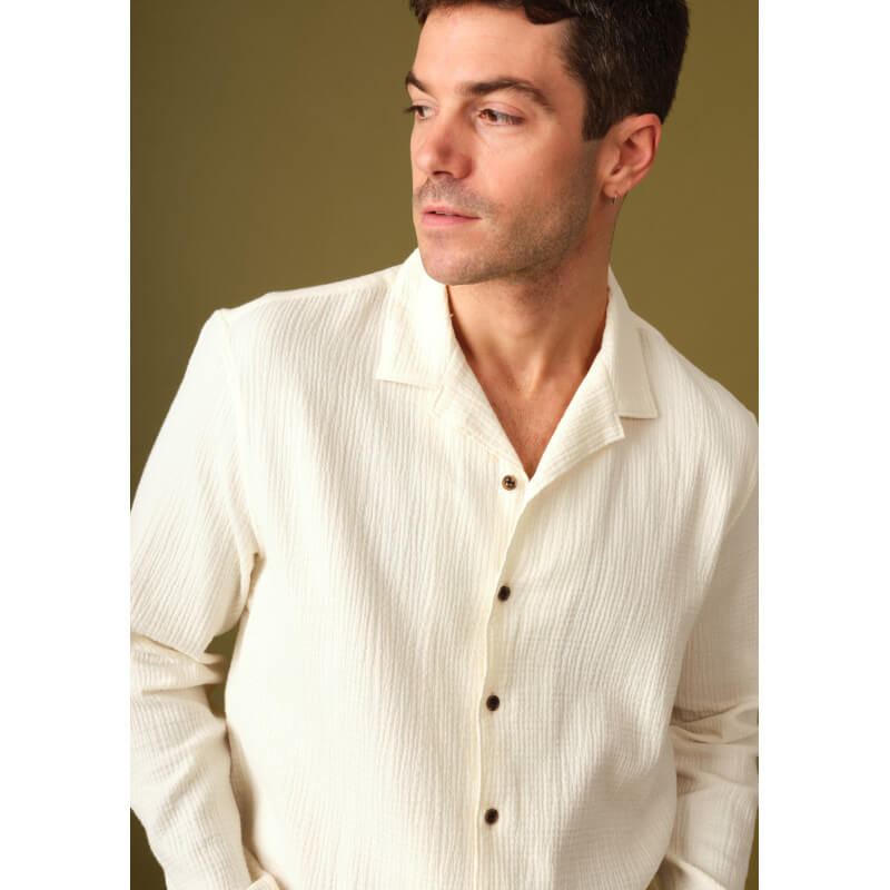 chemise-homme-havane-ecru-gaufre-coton-collection-printemps-ete-2025-3