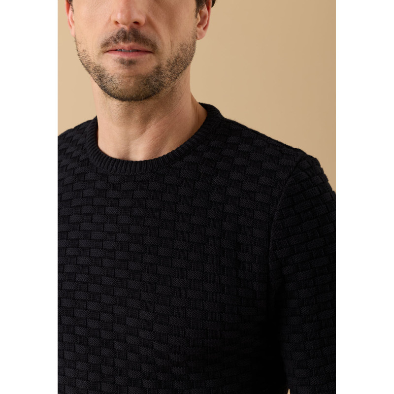 pull-homme-damier-noir-coton-biologique-collection-automne-hiver-2026-1