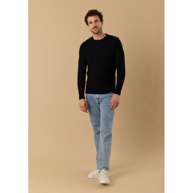 pull-homme-damier-noir-coton-biologique-collection-automne-hiver-2026-4