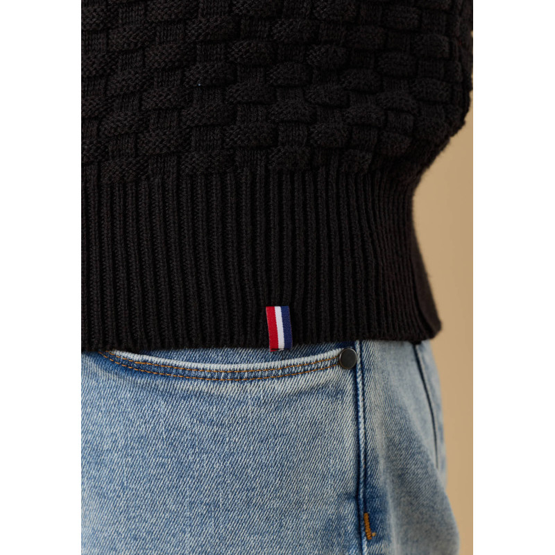 pull-homme-damier-noir-coton-biologique-collection-automne-hiver-2026-5