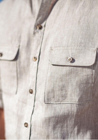 Chemise homme Aventure Naturel rayures coton 4