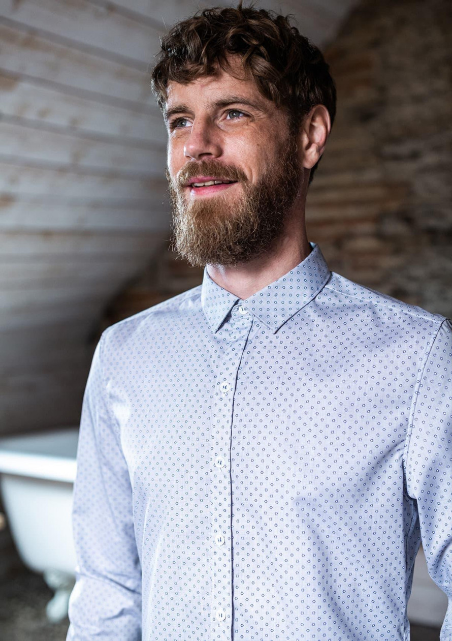CHEMISE CHEF LIEU GRIS MICRO MOTIFS
