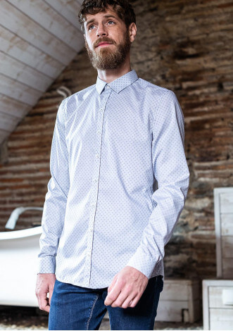 CHEMISE CHEF LIEU GRIS MICRO MOTIFS