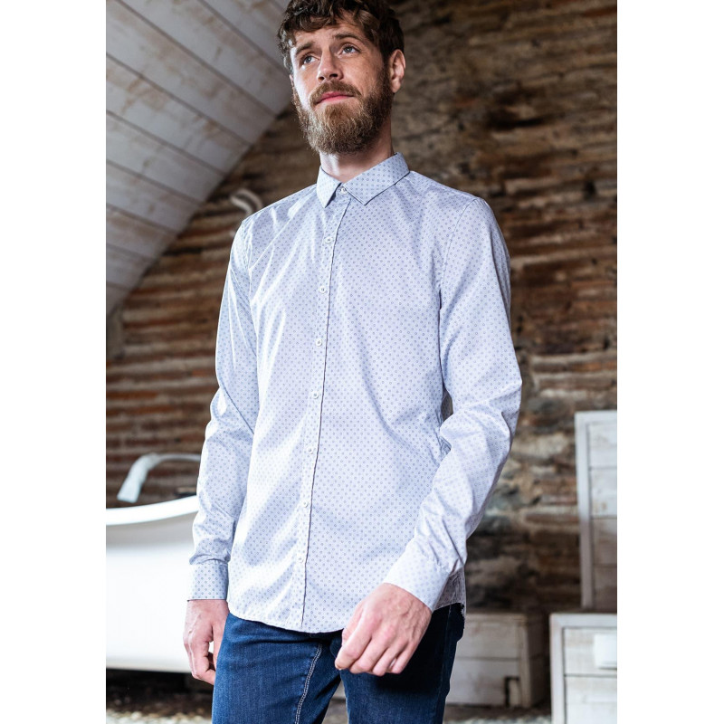 CHEMISE CHEF LIEU GRIS MICRO MOTIFS