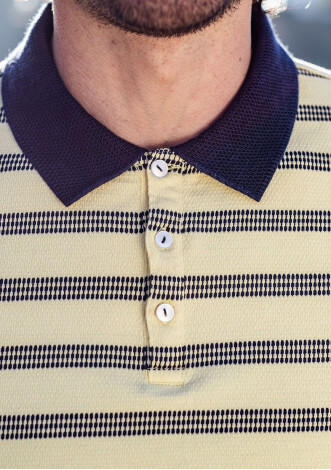 Polo homme Dimanche Jaune coton col tricot 4