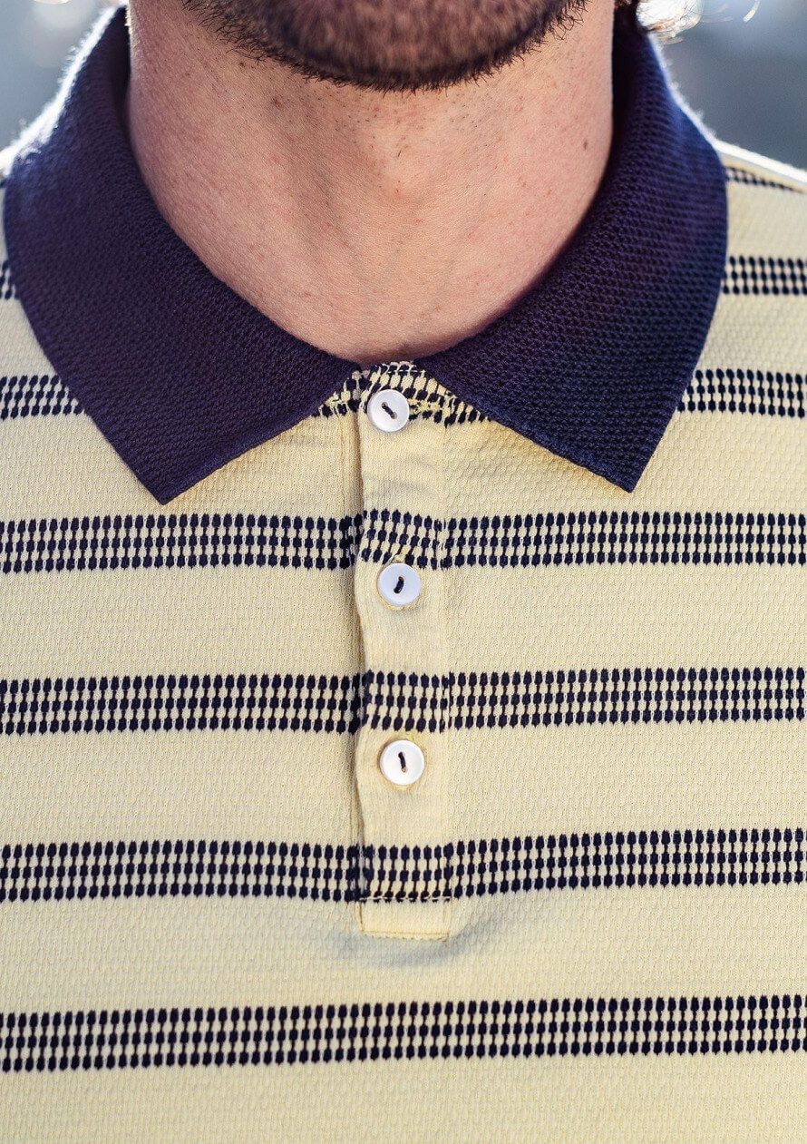 Polo homme Dimanche Jaune coton col tricot 4