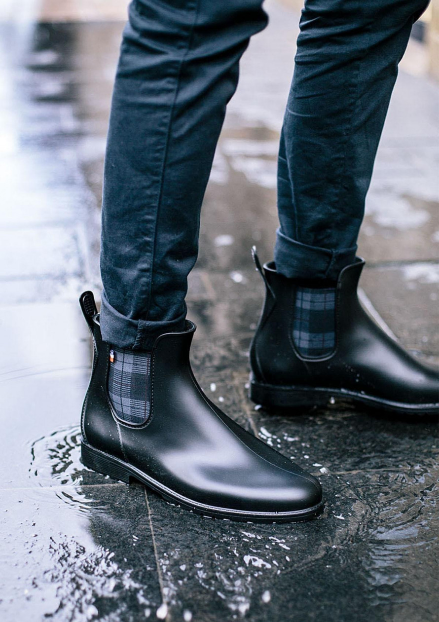 Bottes de pluie en caoutchouc imperméables à enfiler pour homme