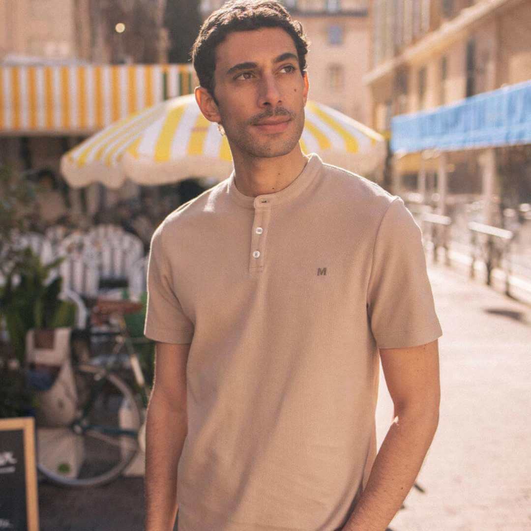 pol col officier beige homme