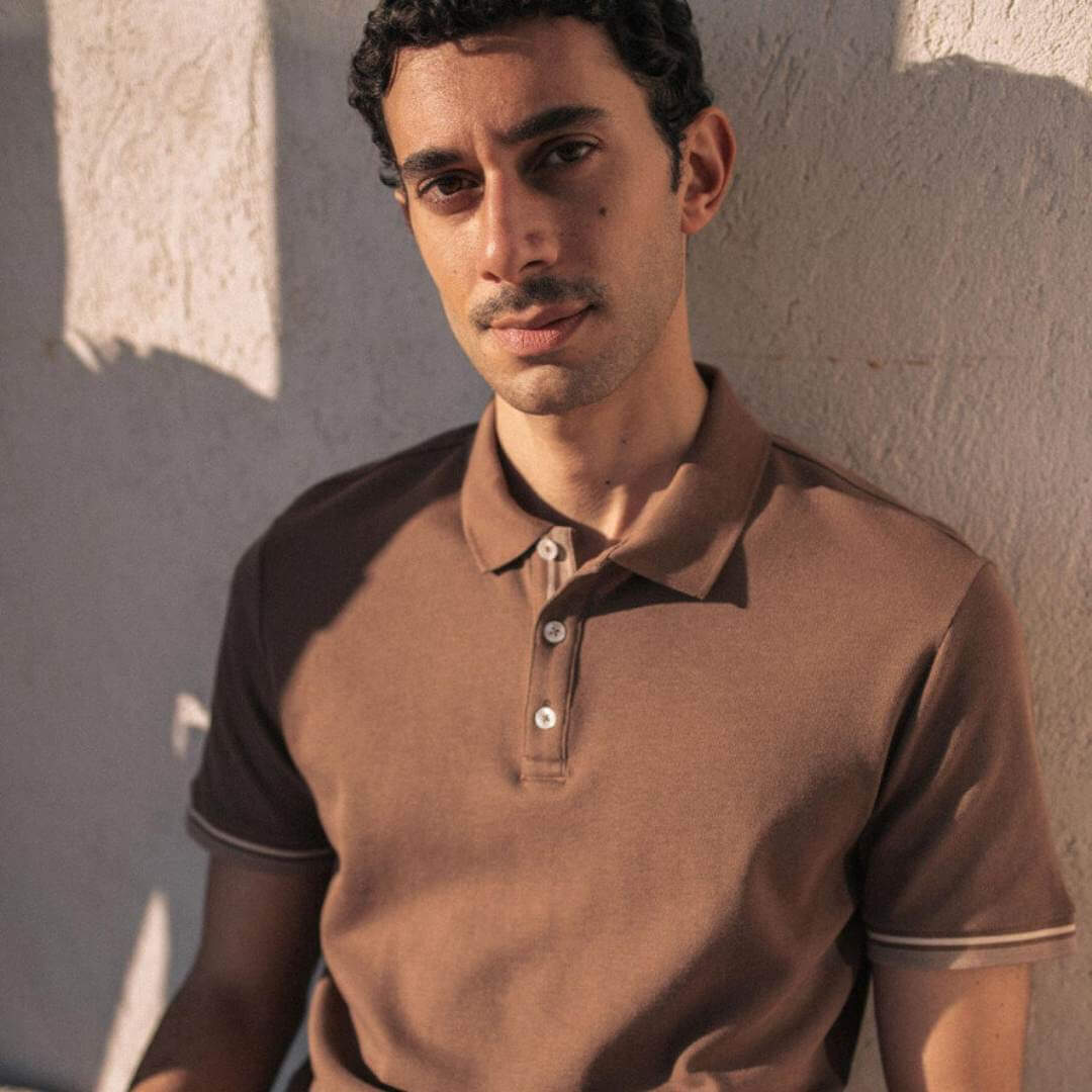 polo marron homme