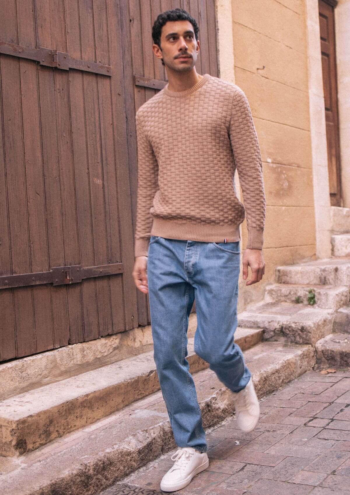 pull beige homme made in france
