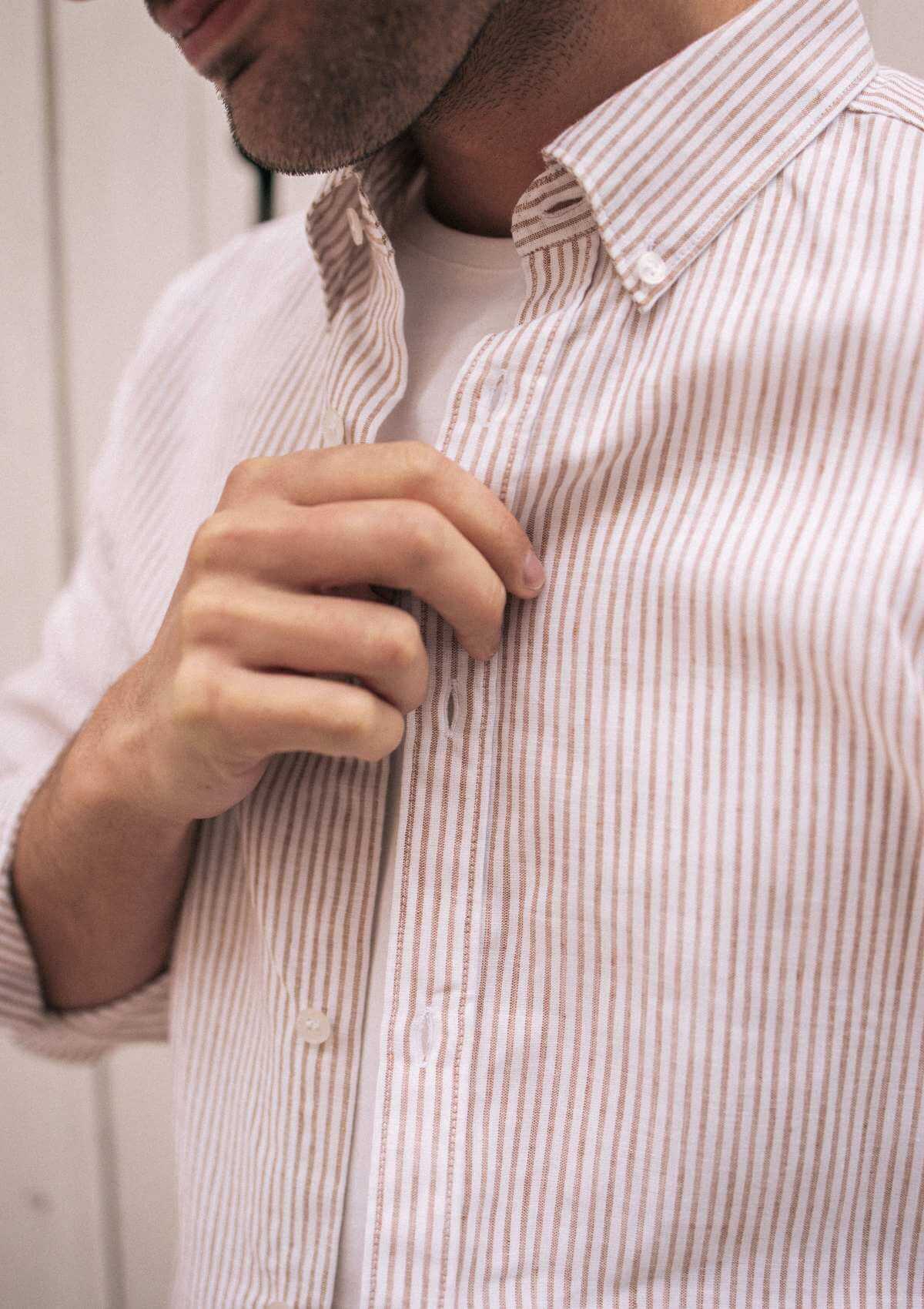 chemise en lin rayure homme