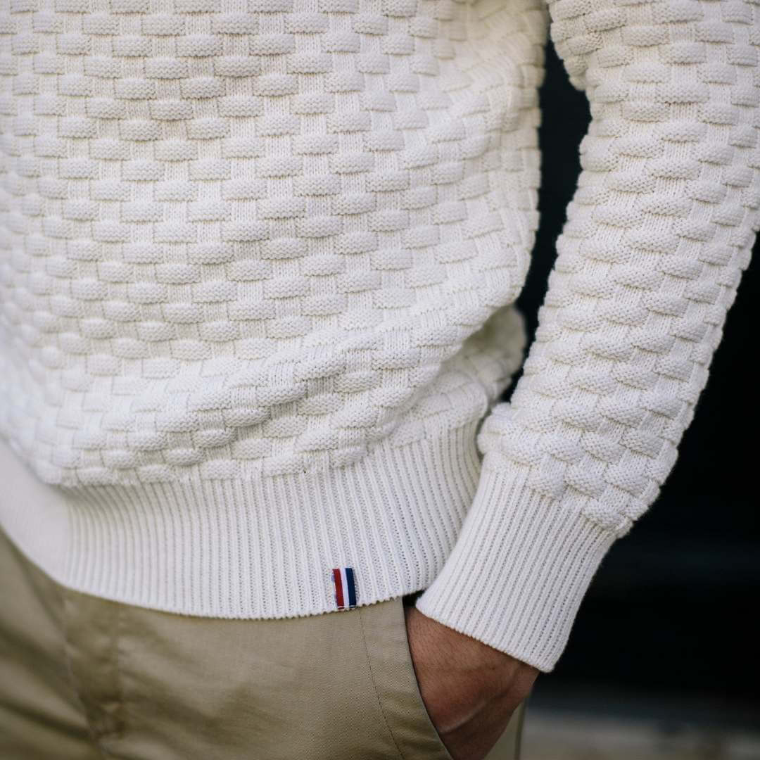 pull homme ecru coton bio made in france